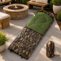 3-4 Season Sleeping Bag for Adult Use: Green, Durable