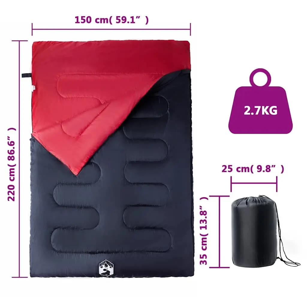 Double Sleeping Bag with Pillows Adults Camping Hiking 3-4 Seasons