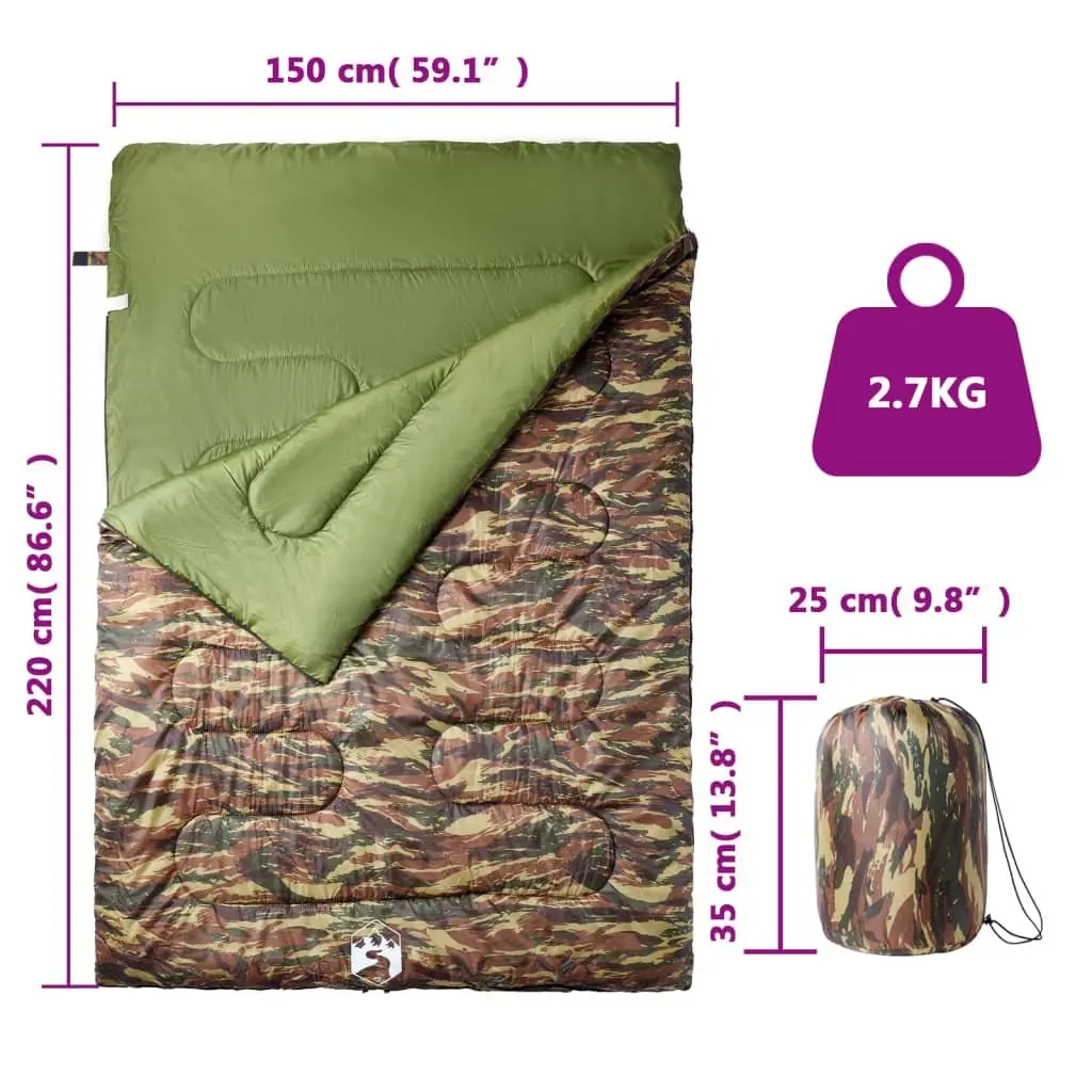 Double Sleeping Bag with Pillows Adults Camping Hiking 3-4 Seasons