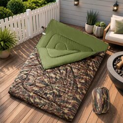 Double Sleeping Bag with Pillows Adults Camping Hiking 3-4 Season