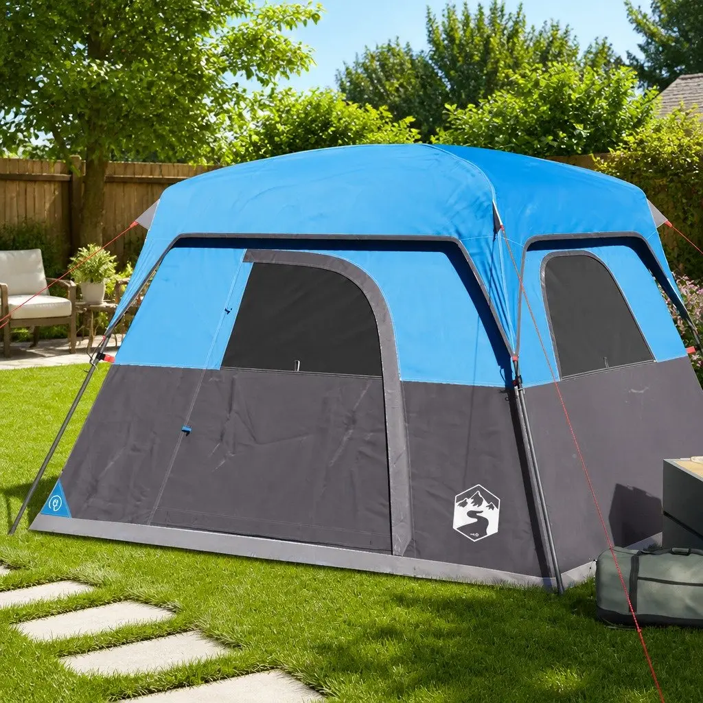 Camping Tent 4-Person Outdoor Waterproof Blue Adventure Shelter