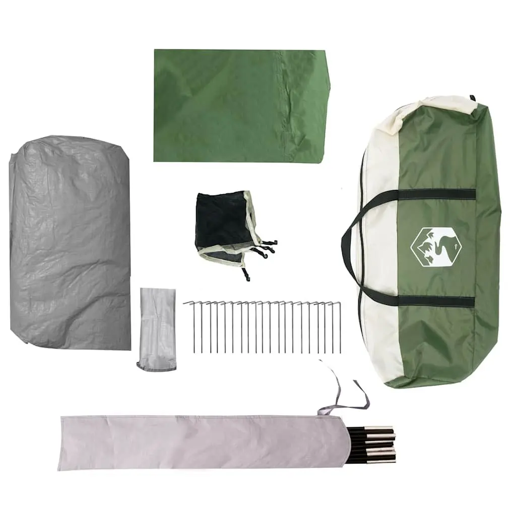 Camping Tent for Family Use 6 Person Green Waterproof Cabin with Detachable Rainfly
