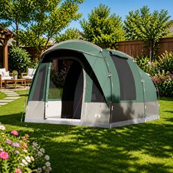 Specifications of 3-Person Green Camping Tent: Waterproof Fibreglass