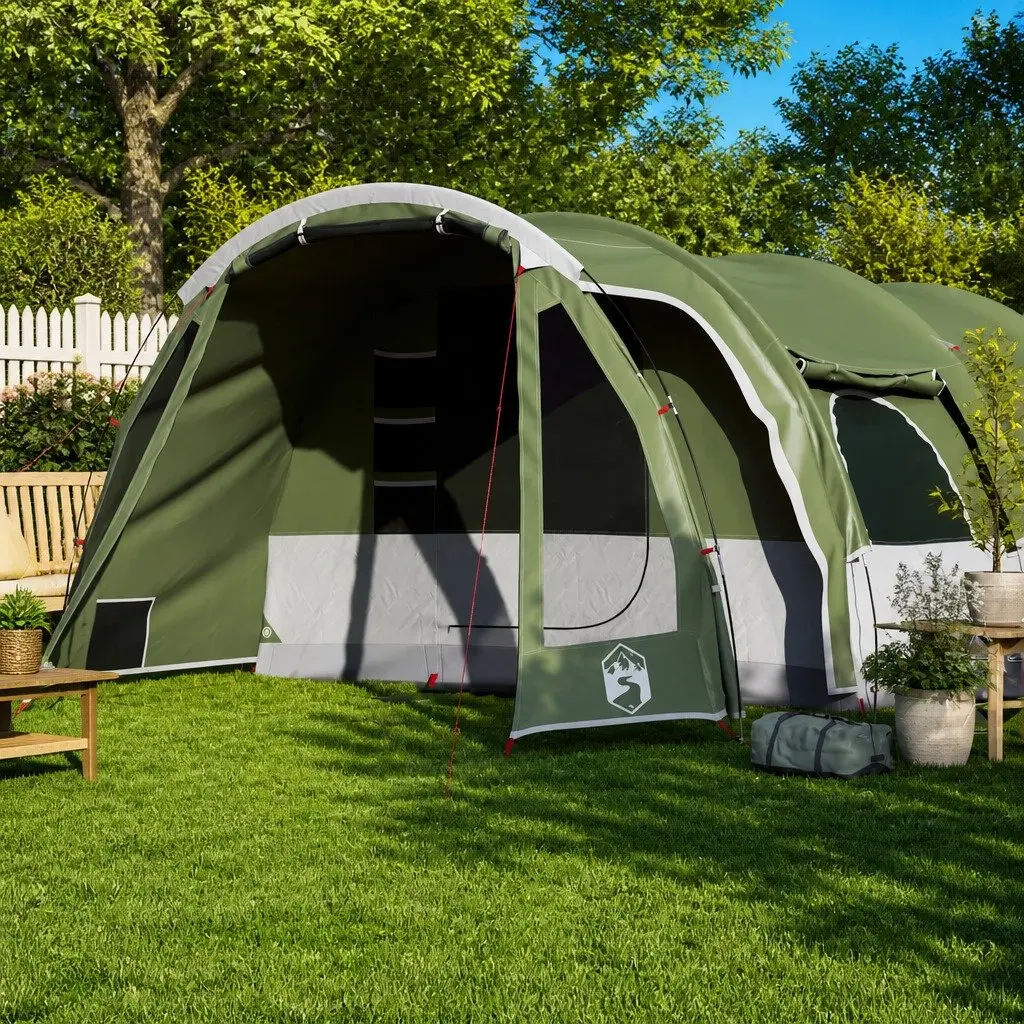 Family Tunnel Tent 8-Person Green Waterproof Camping Shelter