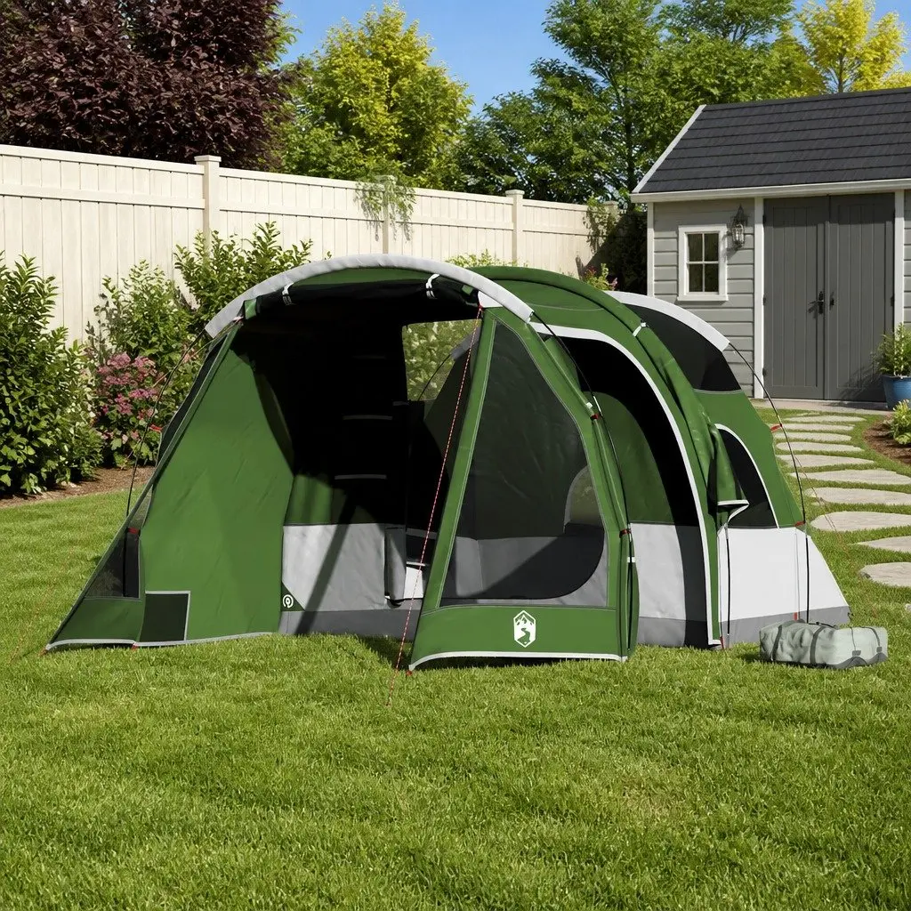 4-Person Tunnel Camping Tent Green Waterproof Easy Setup Fibreglass Poles