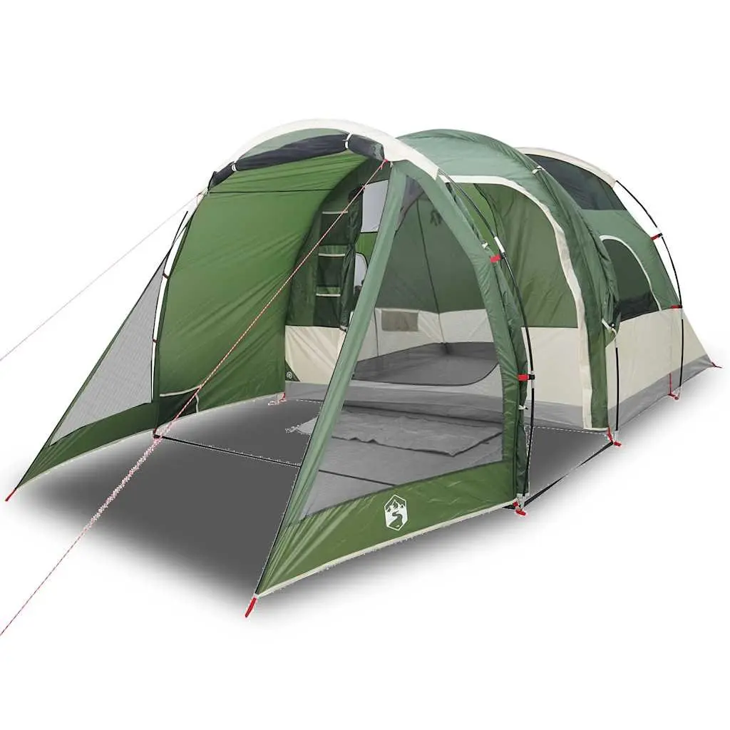 4-Person Tunnel Camping Tent Green Waterproof Easy Setup Fibreglass Poles