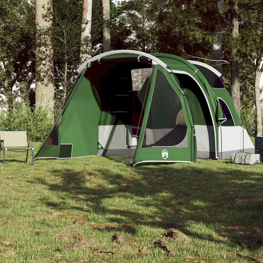 4-Person Tunnel Camping Tent Green Waterproof Easy Setup Fibreglass Poles