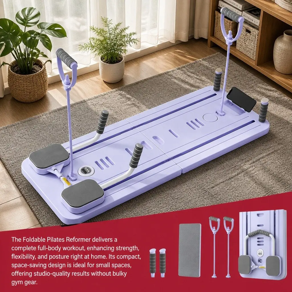 Pilates Board Foldable Reformer Multi Functional Full Body Exercise Trainer