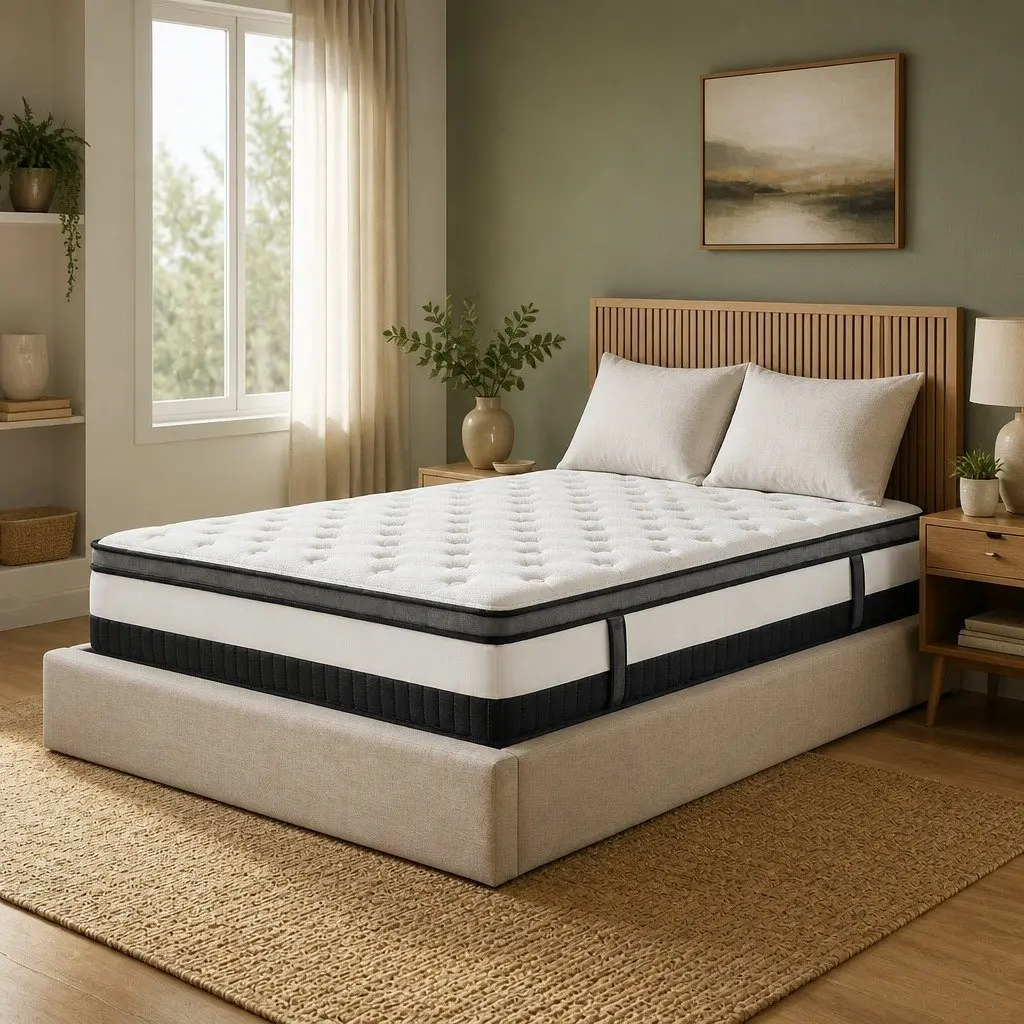 King Single Mattress Medium Firm Euro Top Pocket Spring Hybrid Foam