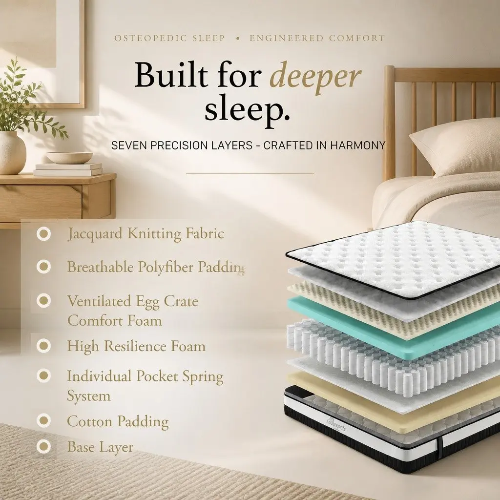 King Single Mattress Medium Firm Euro Top Pocket Spring Hybrid Foam