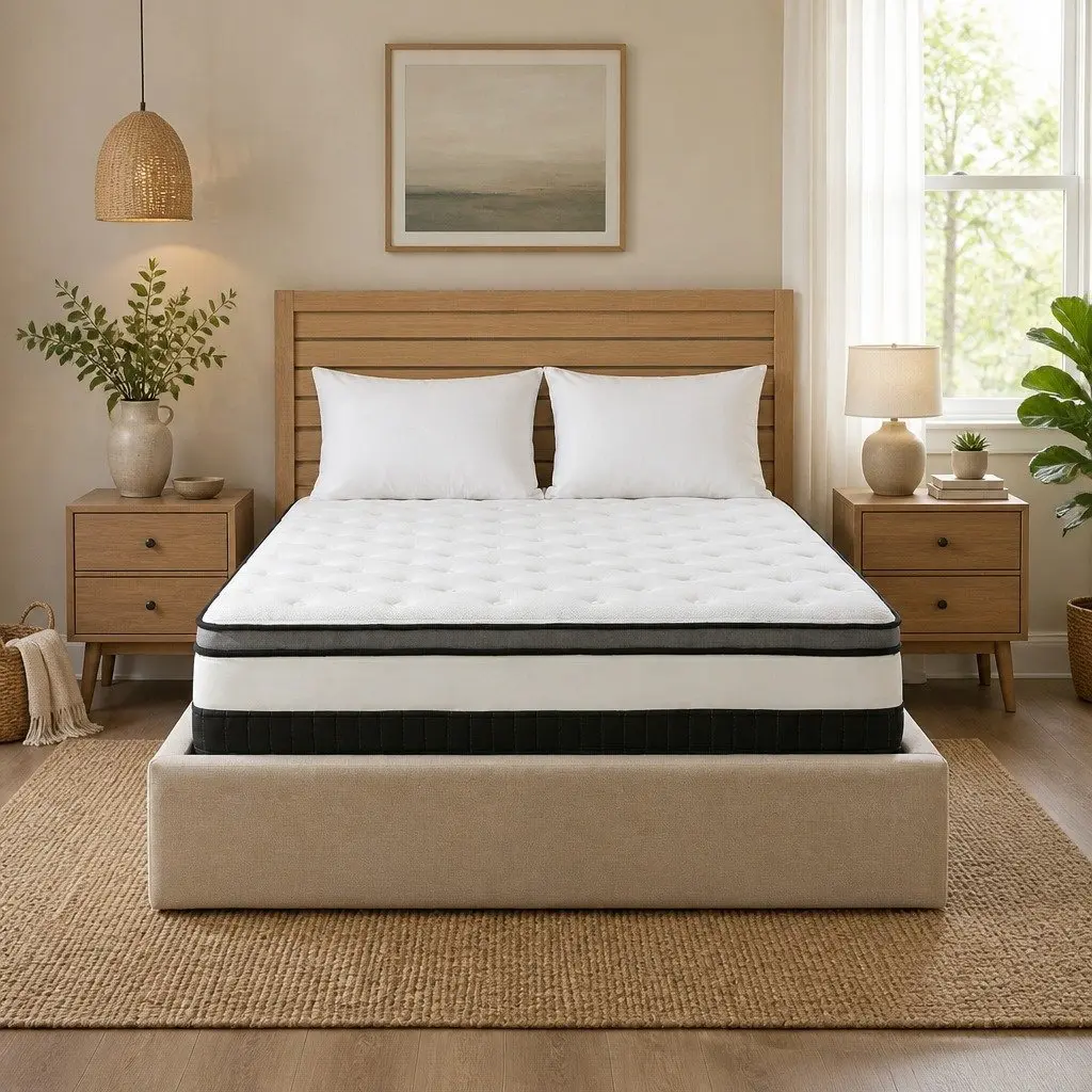 King Single Mattress Medium Firm Euro Top Pocket Spring Hybrid Foam