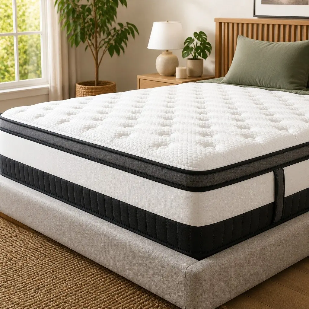 King Single Mattress Medium Firm Euro Top Pocket Spring Hybrid Foam