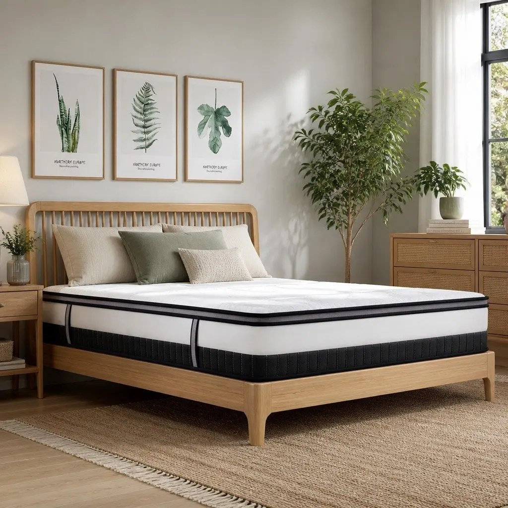 King Single Mattress Medium Firm Euro Top Pocket Spring Hybrid Foam