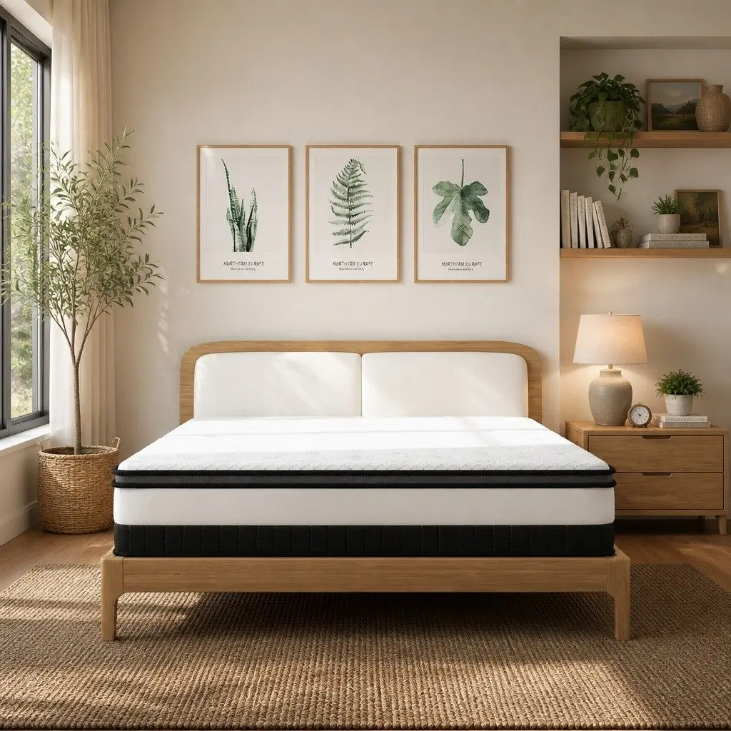 King Single Mattress Medium Firm Euro Top Pocket Spring Hybrid Foam