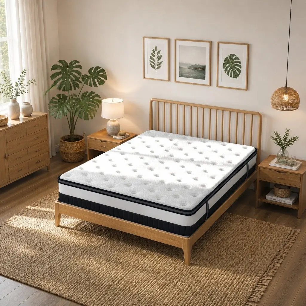 King Single Mattress Medium Firm Euro Top Pocket Spring Hybrid Foam