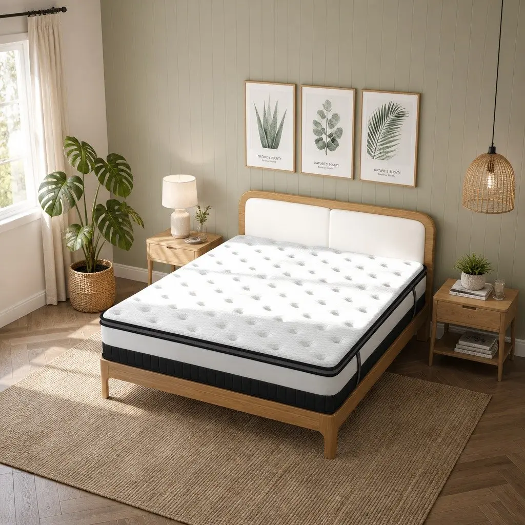 King Single Mattress Medium Firm Euro Top Pocket Spring Hybrid Foam