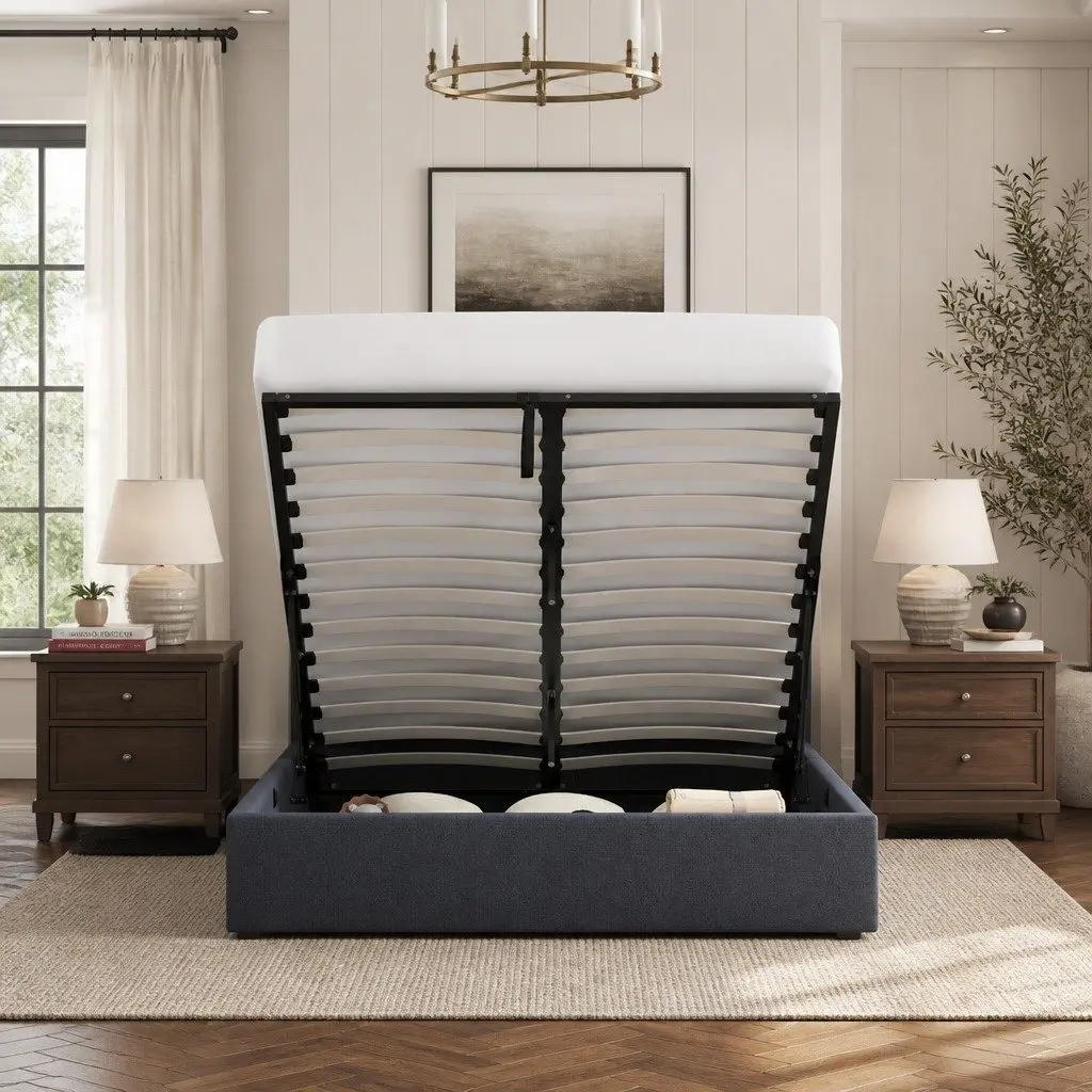 Gas Lift Bed Frame with Headboard King Single Storage Platform Modern Bedroom