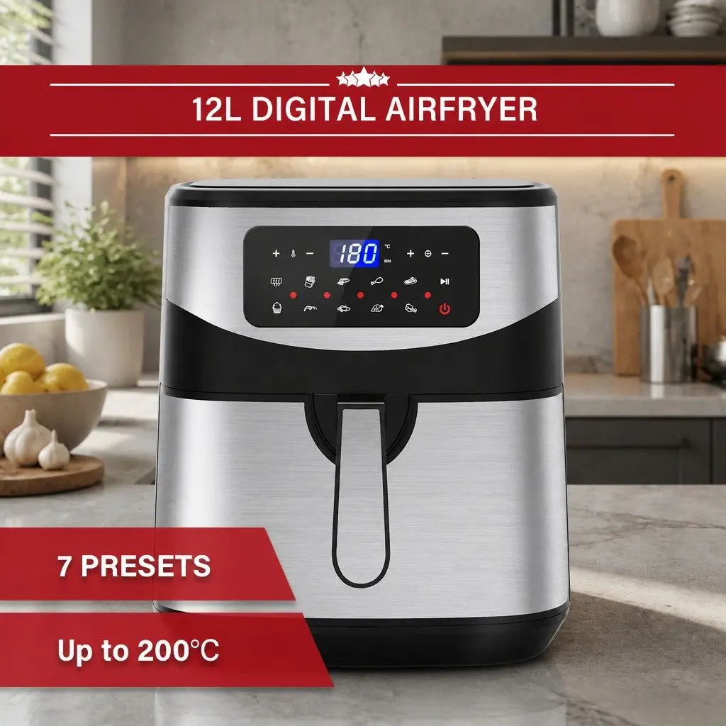Digital Air Fryer Kitchen 12L Large Capacity Touch Screen Temperature Control
