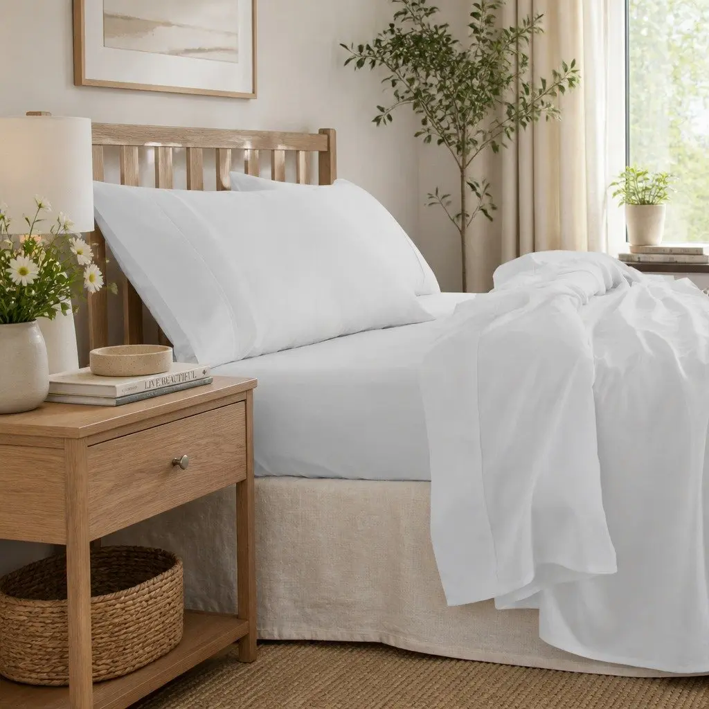 Queen Bamboo Cotton Sheet Set 1000TC Flat Fitted Pillowcases Cool Grey Bedroom