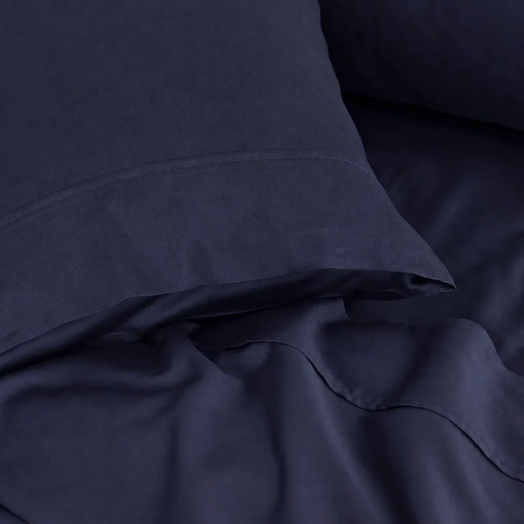 King Bamboo Cotton Sheet Set 1000TC Flat Fitted Pillowcases Royal Blue Bedroom
