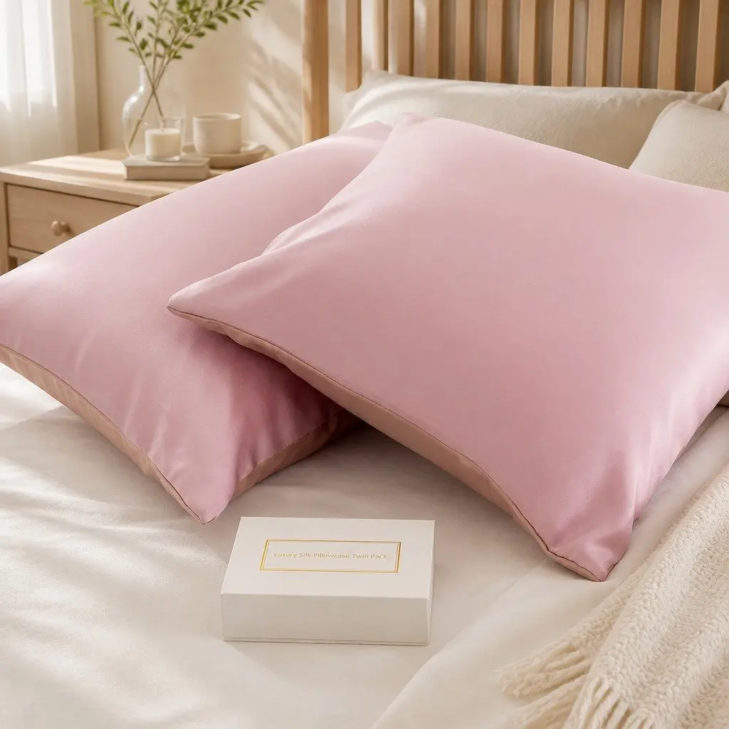 Mulberry Silk Pillowcase Twin Pack Bedroom 51x76cm Hypoallergenic Breathable