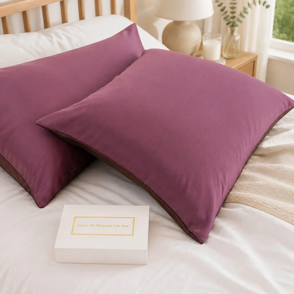 Mulberry Silk Pillowcase Twin Pack Bedroom 51x76cm Hypoallergenic Sleep Luxury Bedding