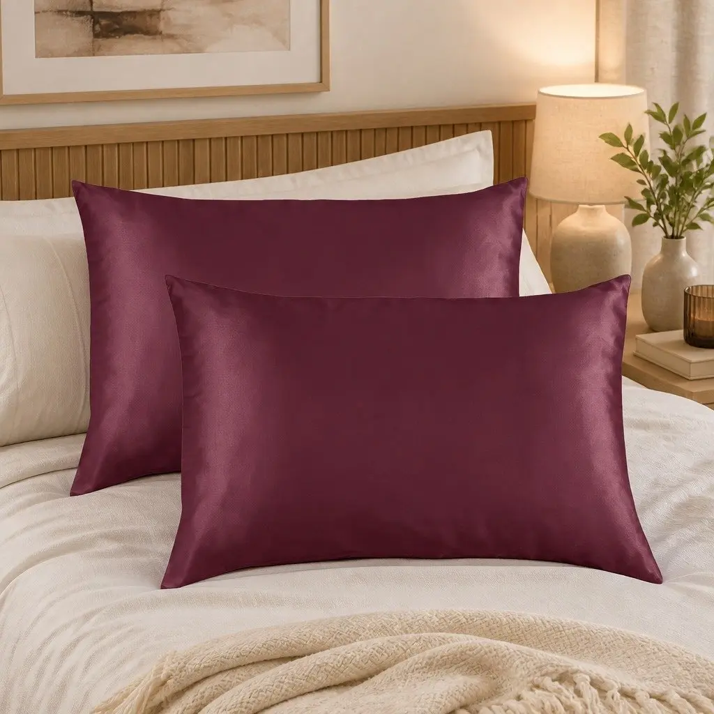 Mulberry Silk Pillowcase Twin Pack Bedroom 51x76cm Hypoallergenic Sleep Luxury Bedding
