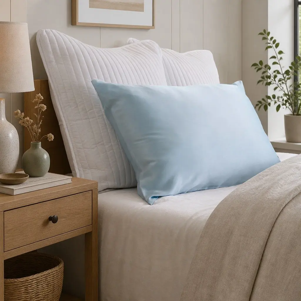 Soft Blue Dual-Sided Silk Pillowcase