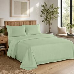 Queen Sheet Set 1200TC Ultrasoft 4 Piece Satin Weave Bedding Sage Green