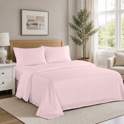 4-Piece 1200TC Sheet Set for Queen Bed - Soft Pink