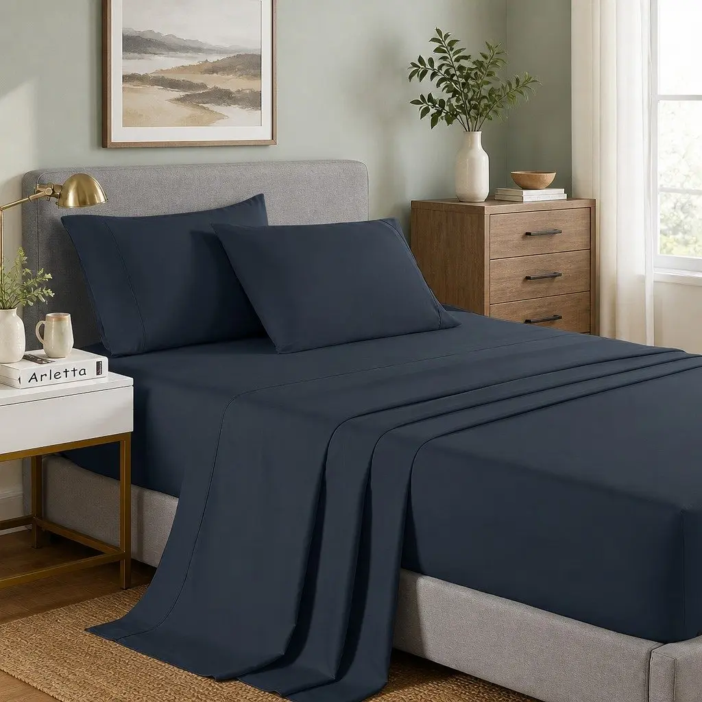 Bamboo Cooling Sheet Set Single 2000TC Charcoal Bedroom Linen Bedding