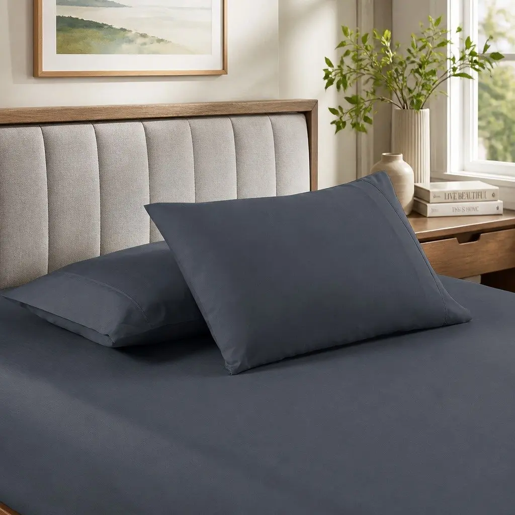 Bamboo Cooling Sheet Set Single 2000TC Charcoal Bedroom Linen Bedding
