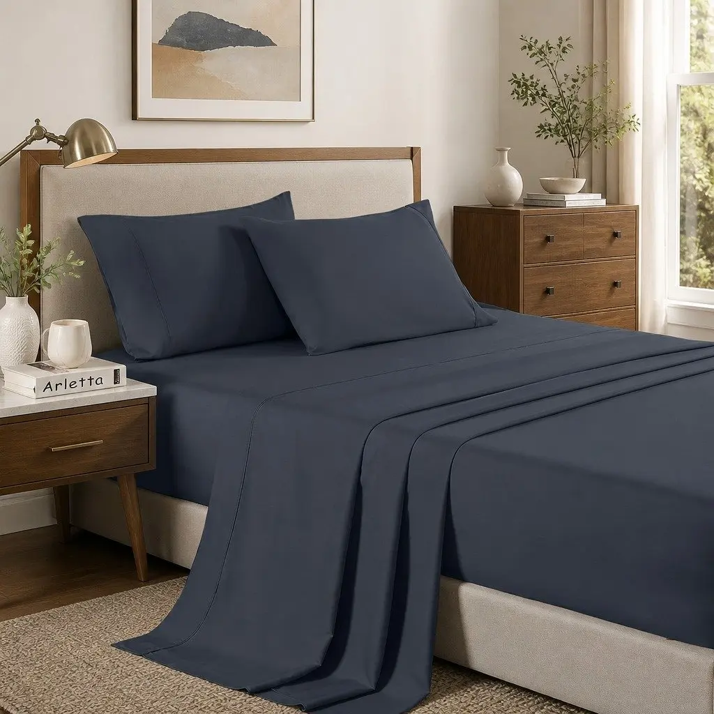 Bamboo Cooling Sheet Set Single 2000TC Charcoal Bedroom Linen Bedding