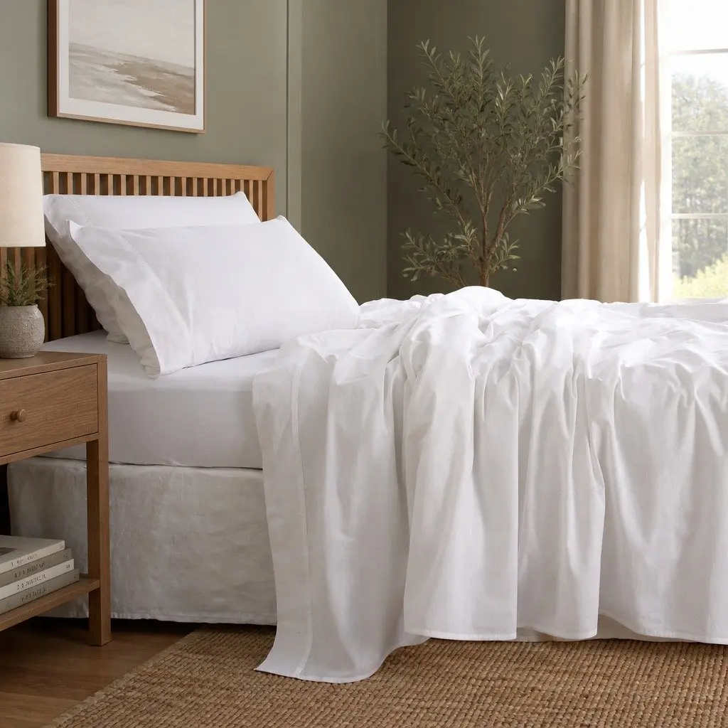 King Cotton Sheet Set Bedroom King Size Vintage Washed Pure Cotton Soft Breathable