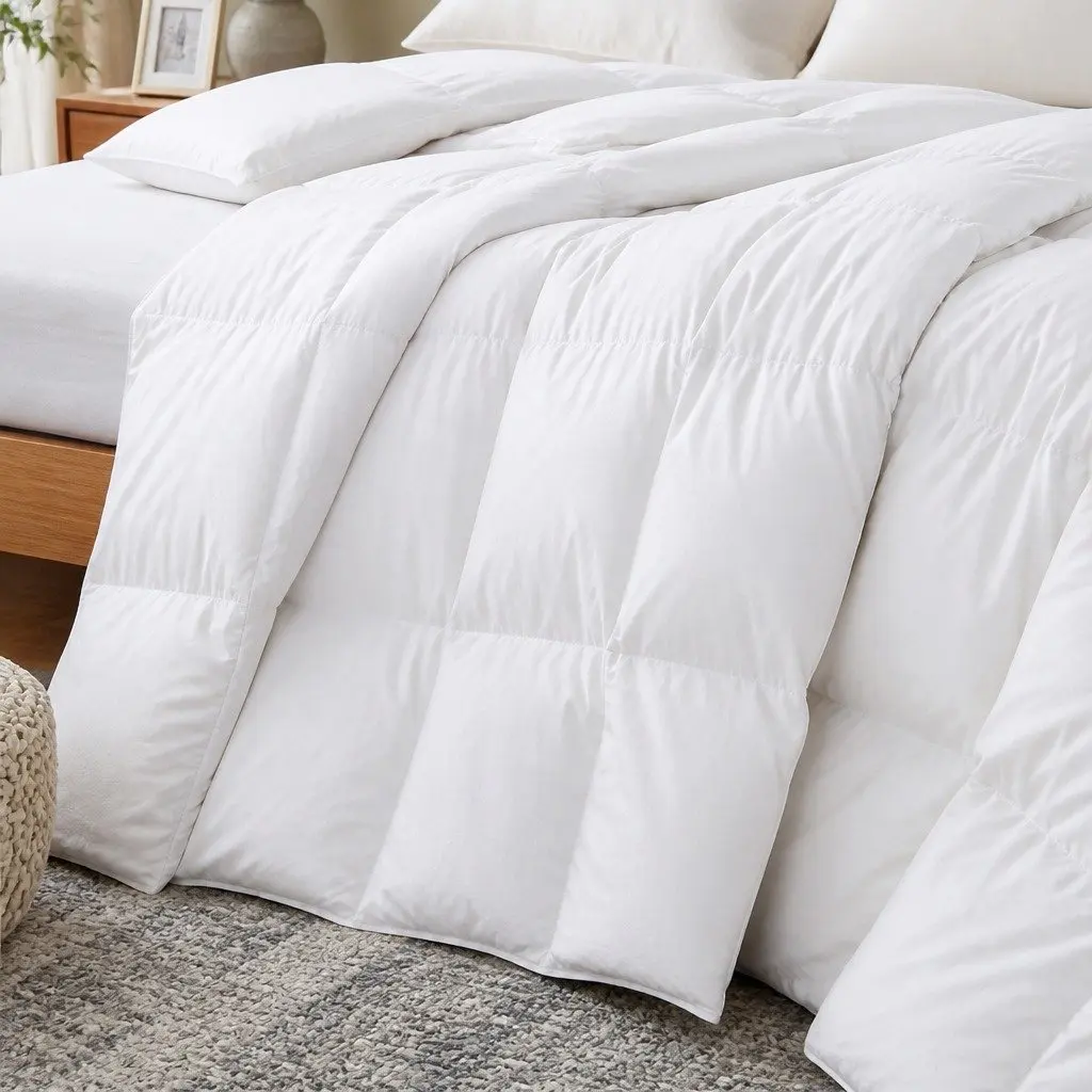 Duck Feather Down Quilt Queen 210x210cm 500GSM Soft Cotton Cover All Season