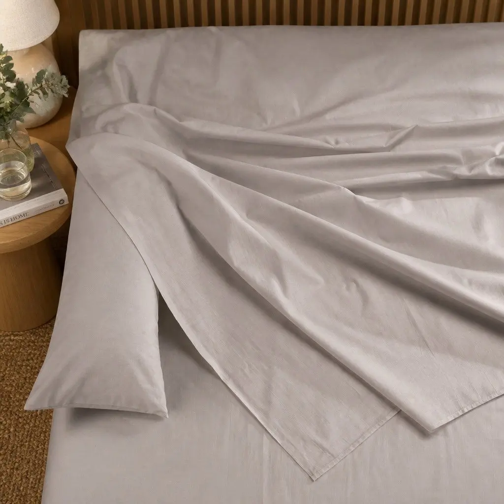 Bamboo Blend Sheet Set Double Bed Flat Fitted Pillowcases Warm Grey 1000TC