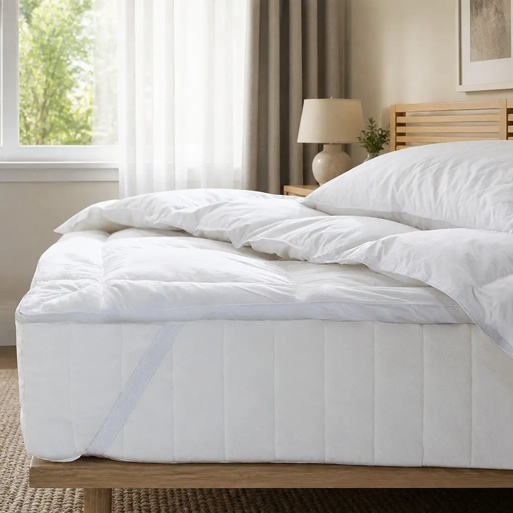 Goose Feather Down Mattress Topper Double 190cm x 137cm 1000GSM Plush Soft Cotton Cover