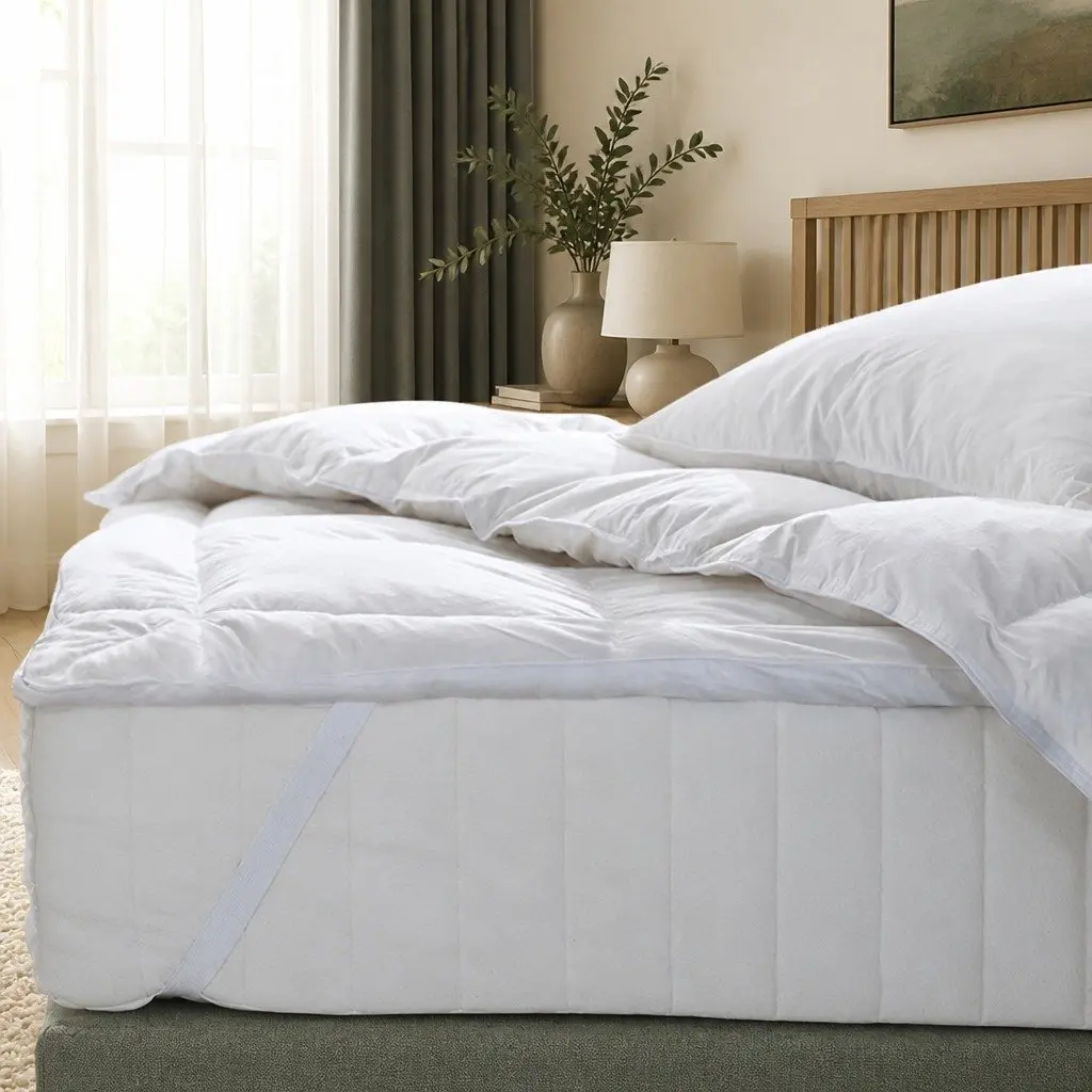 Queen Mattress Topper Goose Feather Down 1000GSM Plush Luxury Bedding Cover 203cm x 153cm