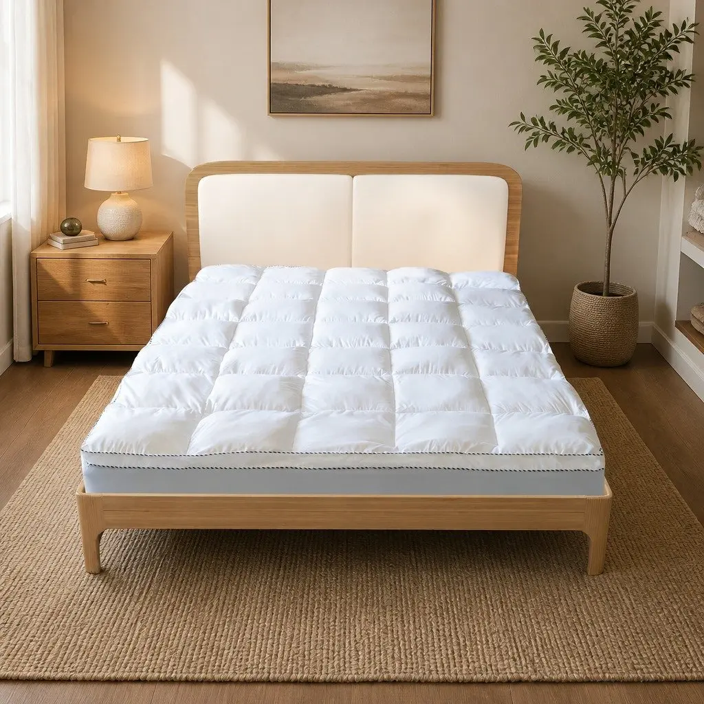 Bamboo Mattress Topper Queen 1000GSM 5cm Gusset Fitted Bed Topper Cooling
