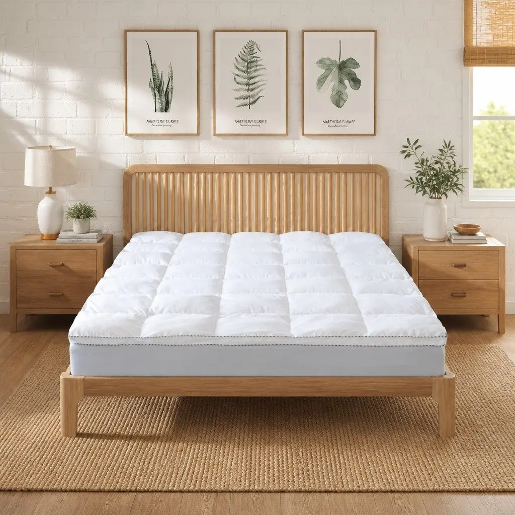 Bamboo Mattress Topper Queen 1000GSM 5cm Gusset Fitted Bed Topper Cooling