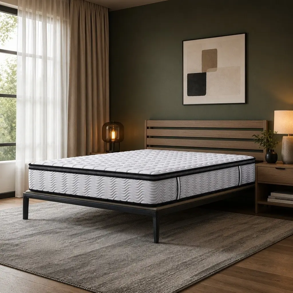 Single Pocket Spring Mattress Medium-Firm 5-Zone Support Hybrid Foam Latex Bed