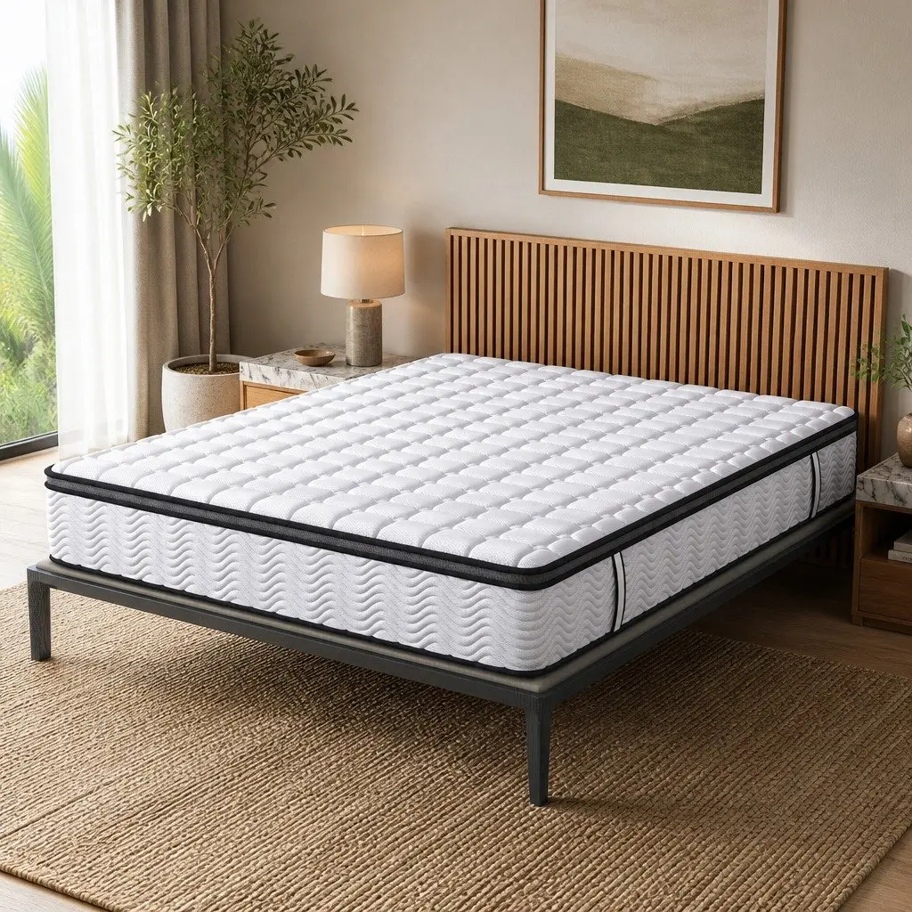 Single Pocket Spring Mattress Medium-Firm 5-Zone Support Hybrid Foam Latex Bed