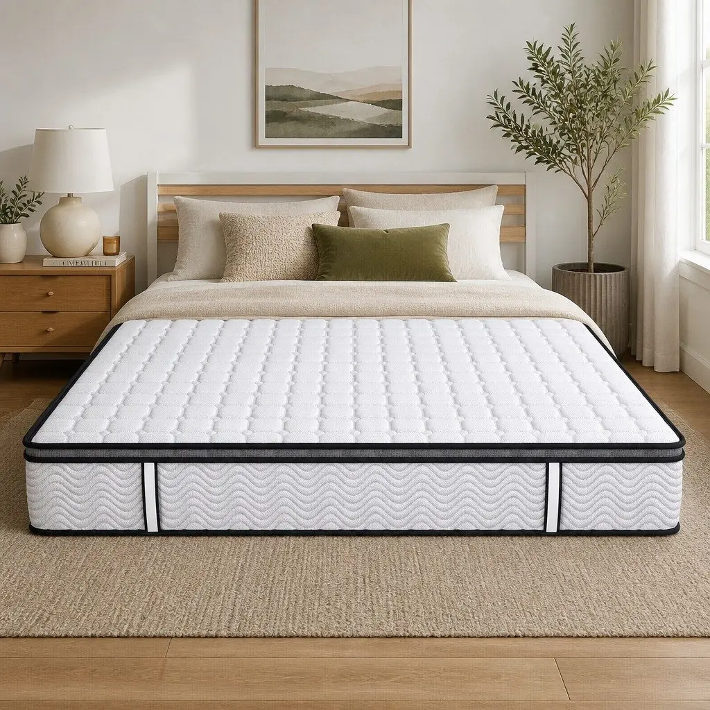 Single Pocket Spring Mattress Medium-Firm 5-Zone Support Hybrid Foam Latex Bed