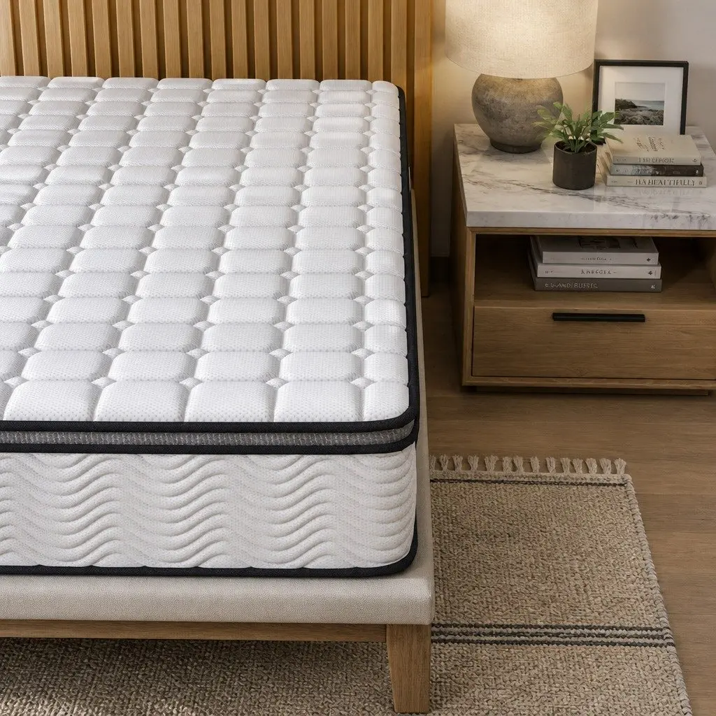 Single Pocket Spring Mattress Medium-Firm 5-Zone Support Hybrid Foam Latex Bed