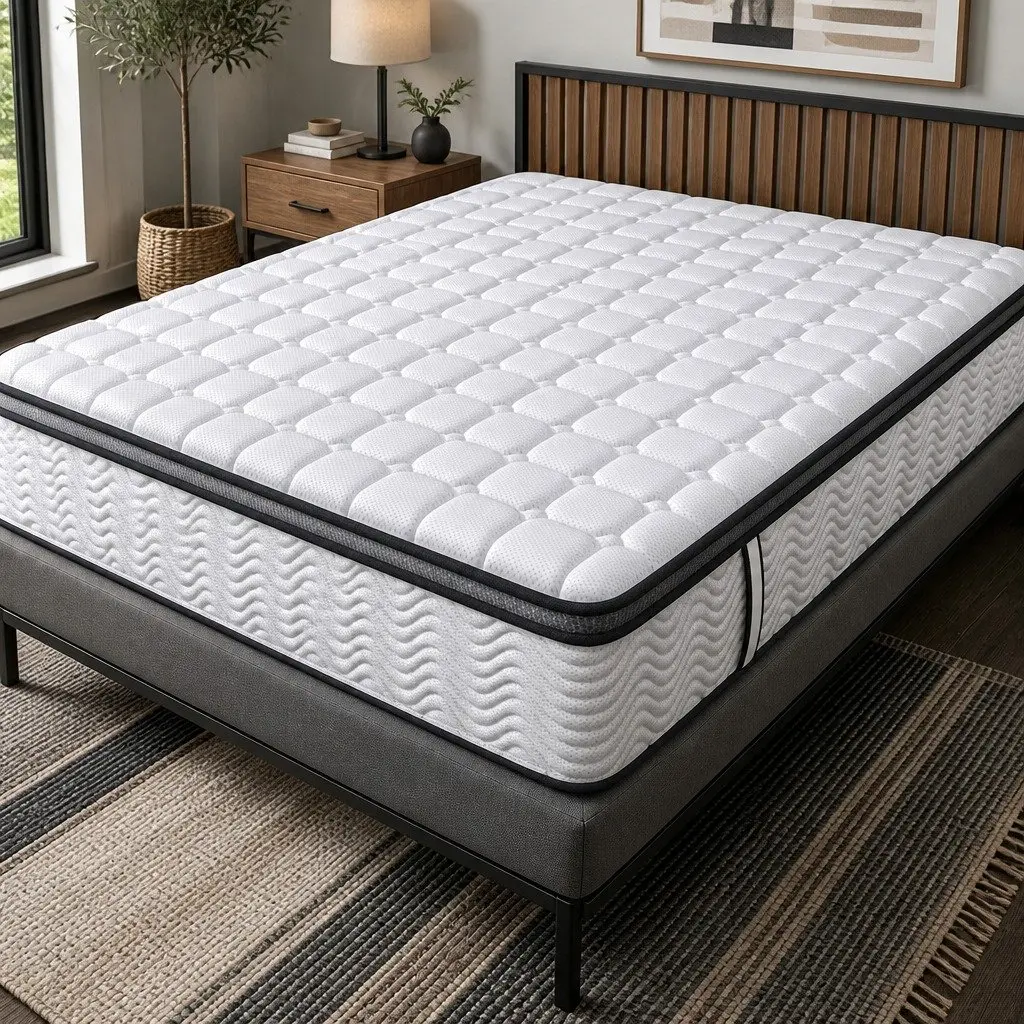 Single Pocket Spring Mattress Medium-Firm 5-Zone Support Hybrid Foam Latex Bed