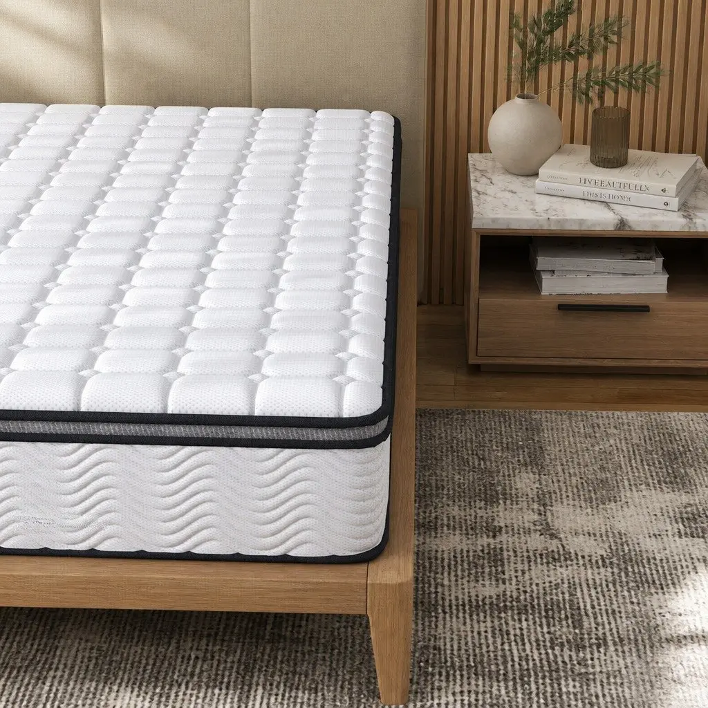 Double Pocket Spring Mattress for Bedroom Double Size Medium-Firm 5-Zone Support Hybrid Foam Latex