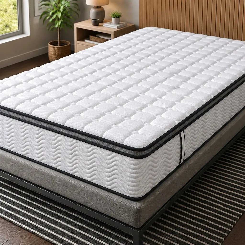 King Pocket Spring Mattress Medium-Firm Support Latex Foam Hybrid Sleep Bed