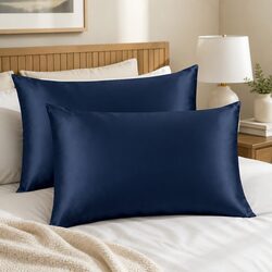 51x76cm Navy Mulberry Silk Pillowcase Twin Pack