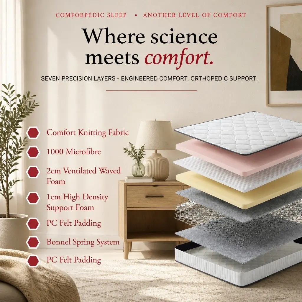 Single Mattress Bonnell Spring 5-Zone Medium-Firm Pressure Relief Support Foam