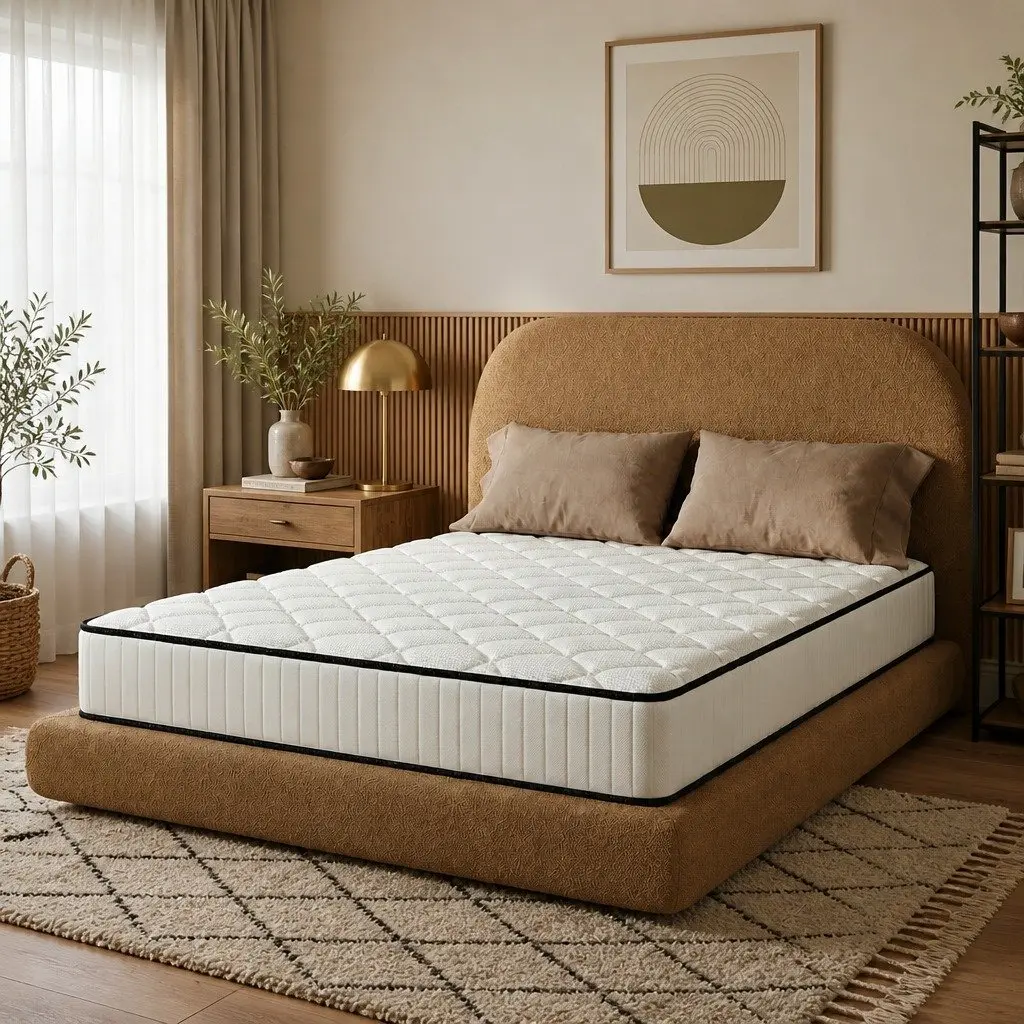 Double Mattress for Bedroom 137cm x 187cm Medium Firm Bonnell Spring 5-Zone Pressure Relief Foam Quilted